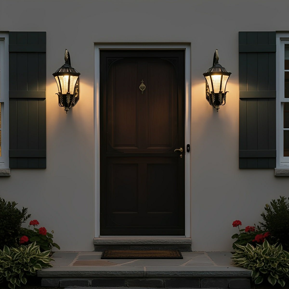 Vintage Waterproof Hexagonal Solar Outdoor LED Porch Light Exterior Wall Lights