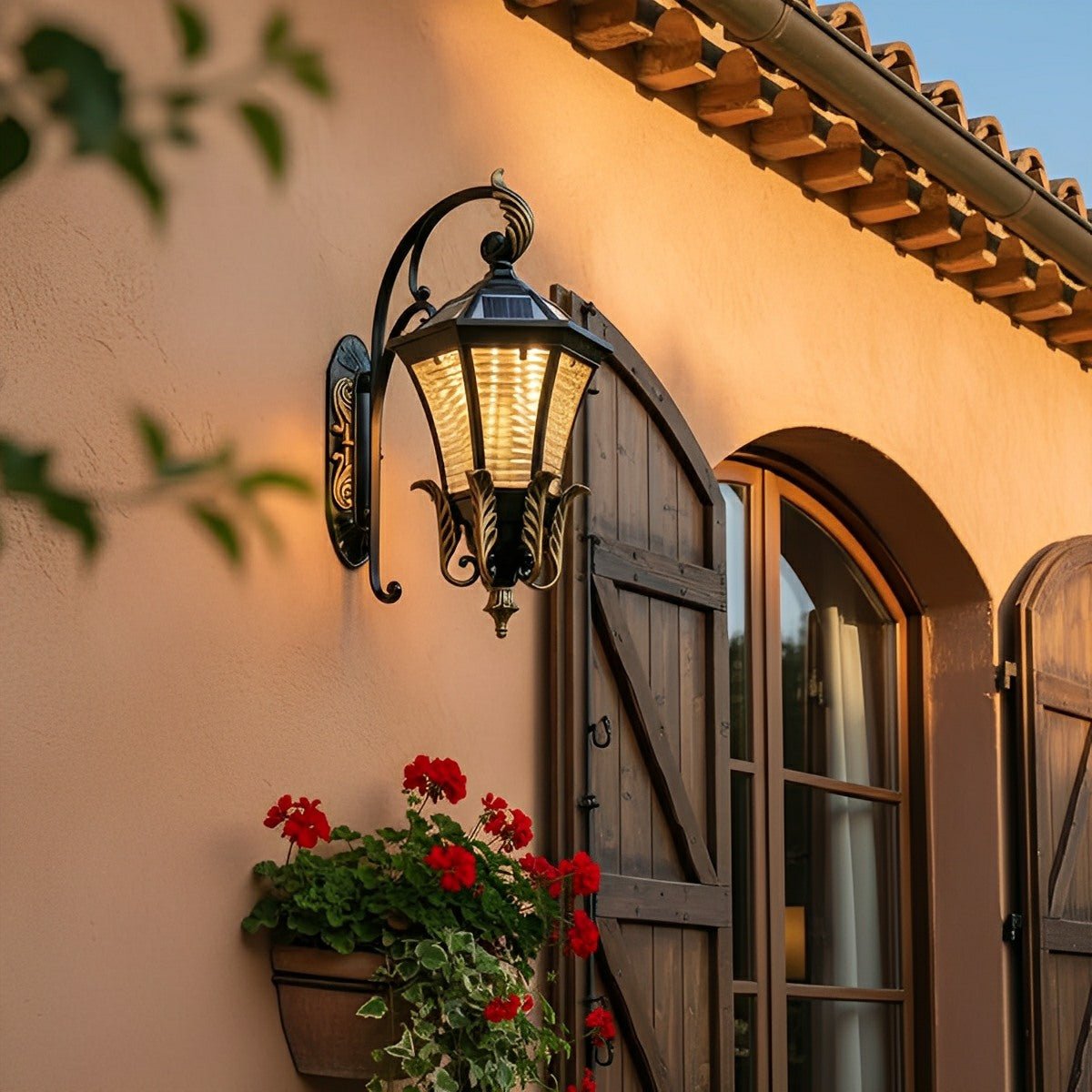 Vintage Waterproof Hexagonal Solar Outdoor LED Porch Light Exterior Wall Lights