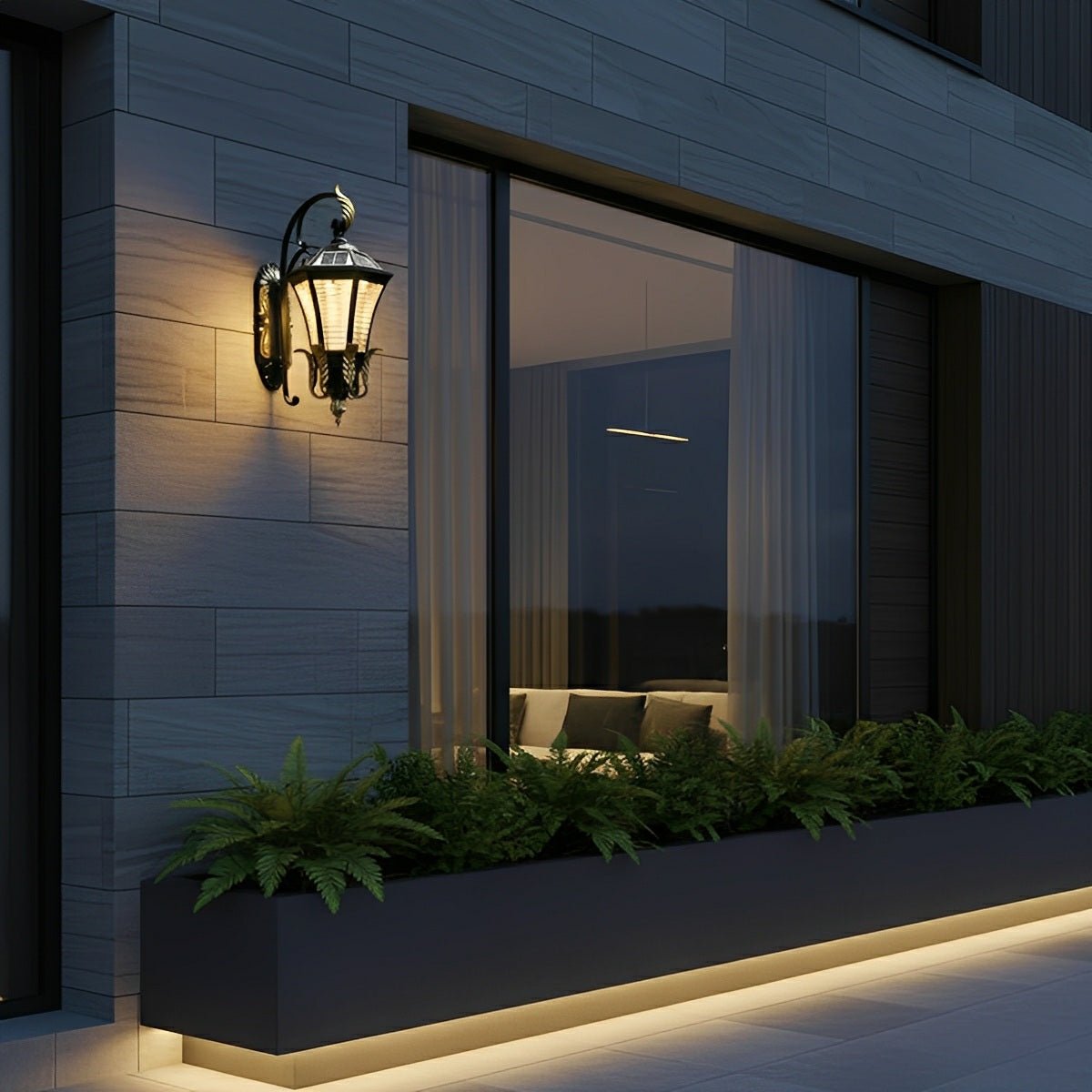 Vintage Waterproof Hexagonal Solar Outdoor LED Porch Light Exterior Wall Lights