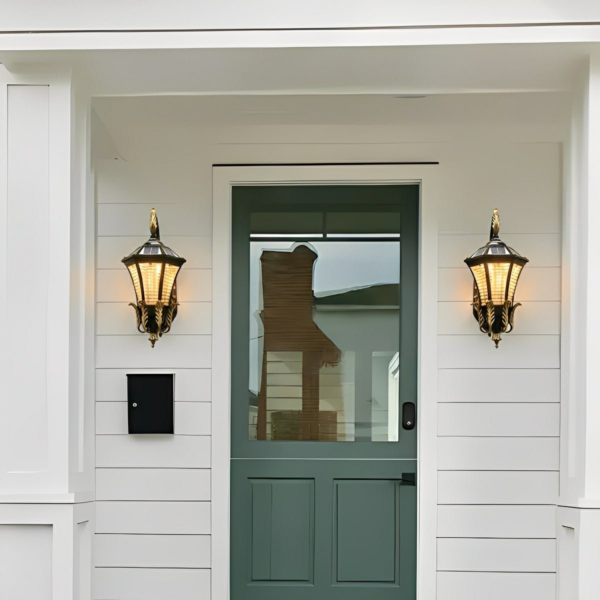 Vintage Waterproof Hexagonal Solar Outdoor LED Porch Light Exterior Wall Lights